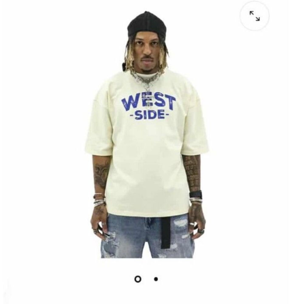 Heights West Side Graphic Tee 2XL NWT Oversized Streetwear Cream T-Shirt